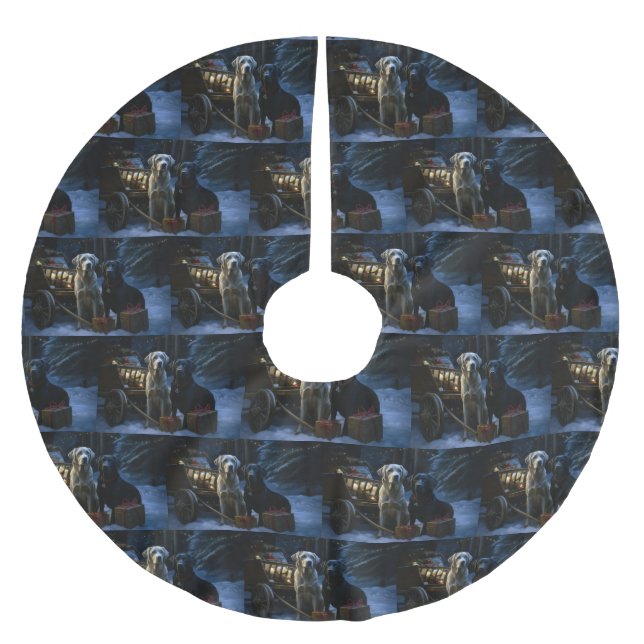 Labrador Snowy Sleigh-juldekretet Julgransmatta Borstad Polyester (Framsidan)