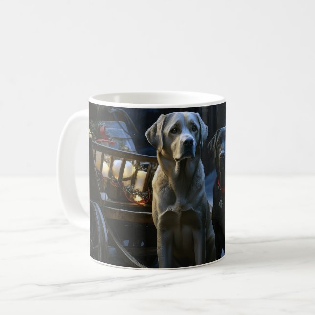 Labrador Snowy Sleigh-juldekretet Kaffemugg (Framsida vänster)