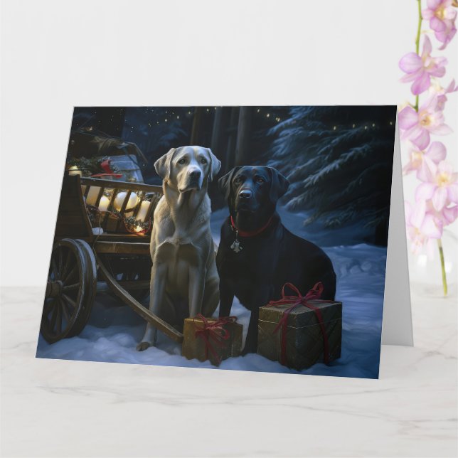 Labrador Snowy Sleigh-juldekretet Kort (Orkide)
