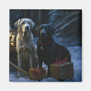 Labrador Snowy Sleigh-juldekretet Magnet