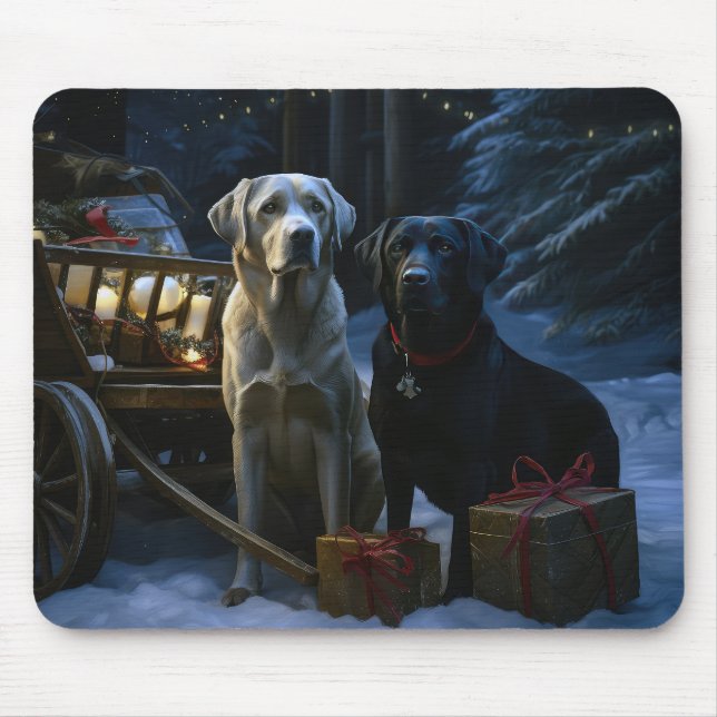 Labrador Snowy Sleigh-juldekretet Musmatta (Framsidan)
