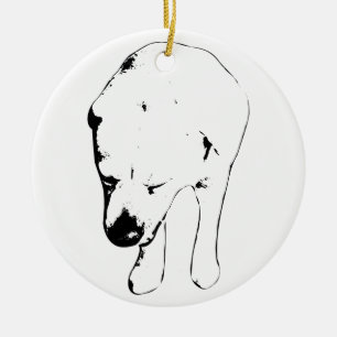 Labrador-souvenir, öm med huvudet nedåt julgransprydnad keramik