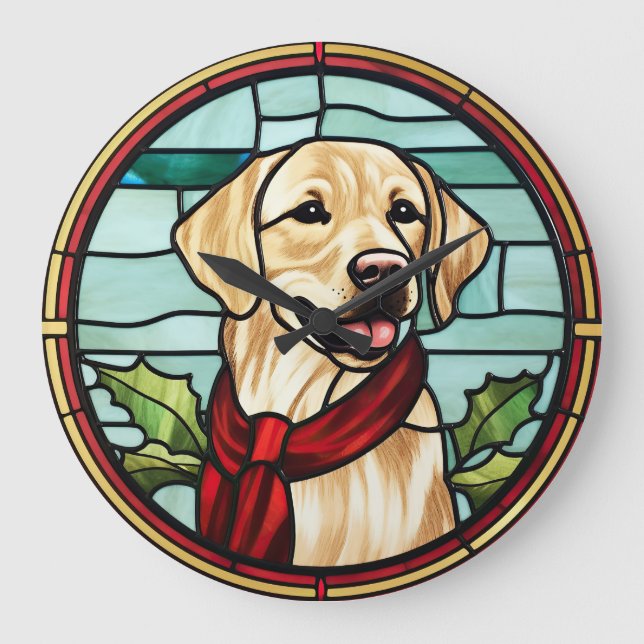 Labrador Stached Glass jul Stor Klocka (Framsida)
