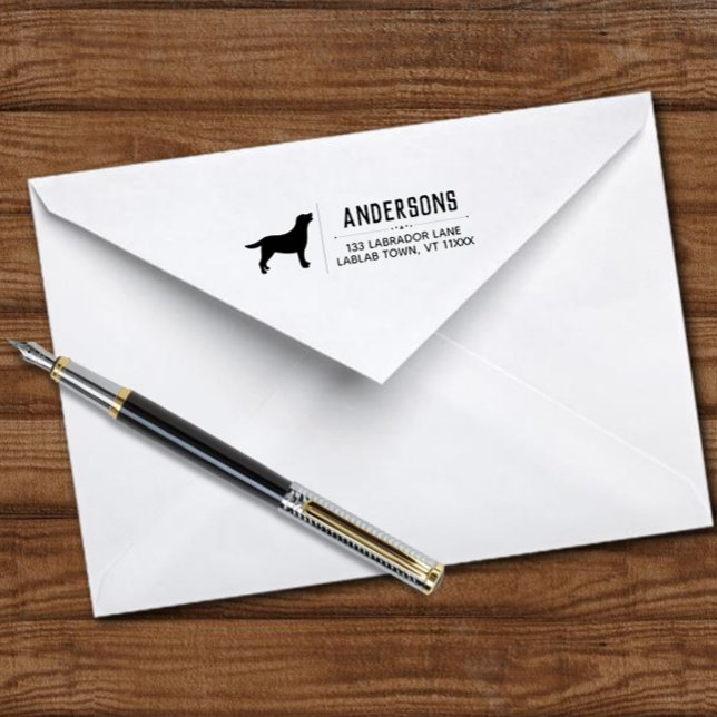 Labrador Ständiga konturens Returadress Självfärgande Stämpel (Labrador Standing Return Address Self-inking Stamp for Labrador Owners.  Personalized Gift Idea.)