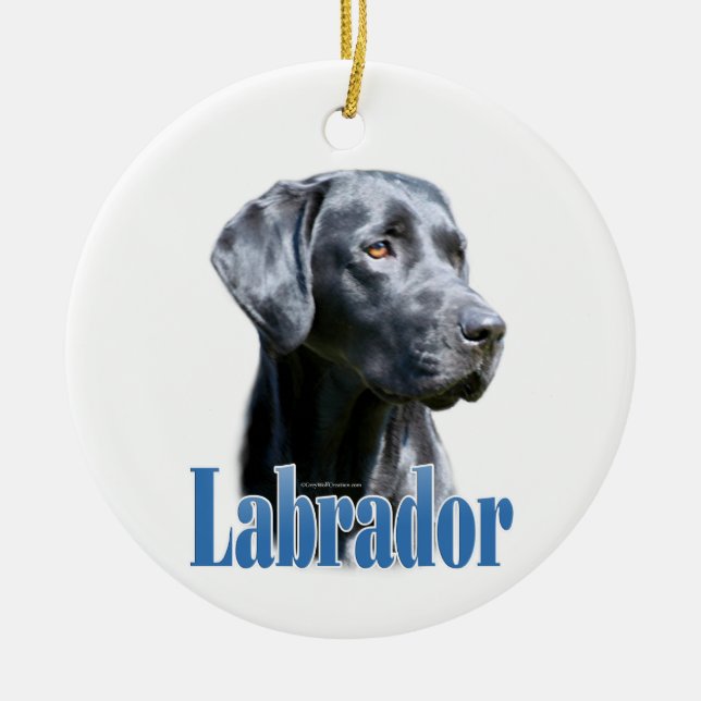 Labrador (svart) Namn Julgransprydnad Keramik (Framsidan)