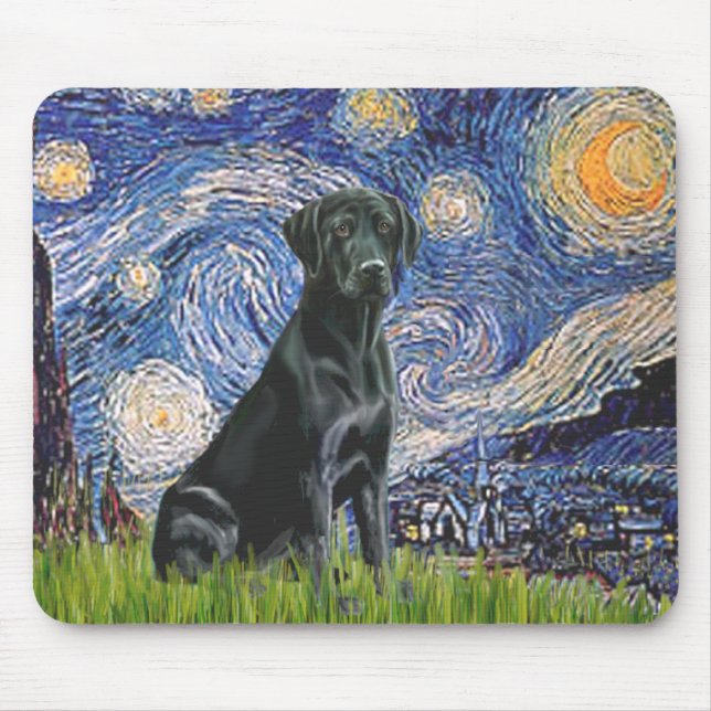 Labrador (svart) - Stjärnnatt Musmatta (Framsidan)
