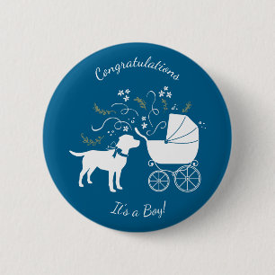 Labrador Theme - Hund Baby Shower Blue Lab Knapp