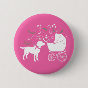 Labrador Theme Hund Baby Shower Rosa Lab Knapp