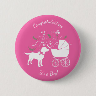 Labrador Theme Hund Baby Shower Rosa Lab Knapp