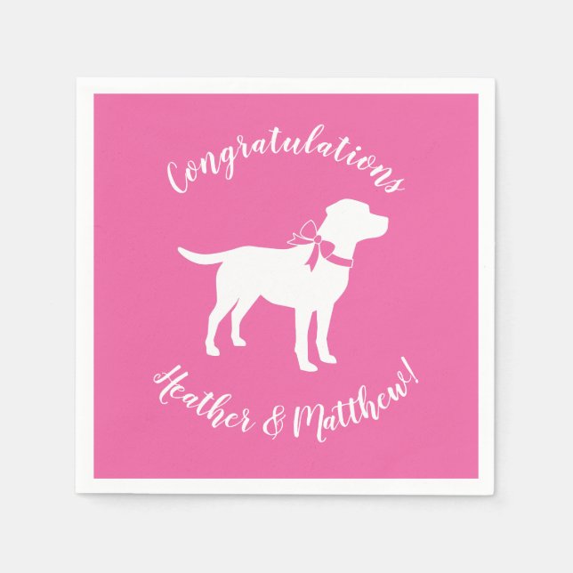 Labrador Theme Hund Baby Shower Rosa Lab Pappersservett (Framsidan)
