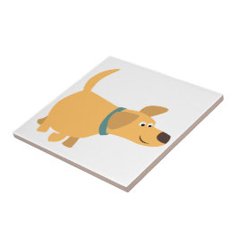 Labrador Tile för Cute Tecknad Gult Labrador Kakelplatta