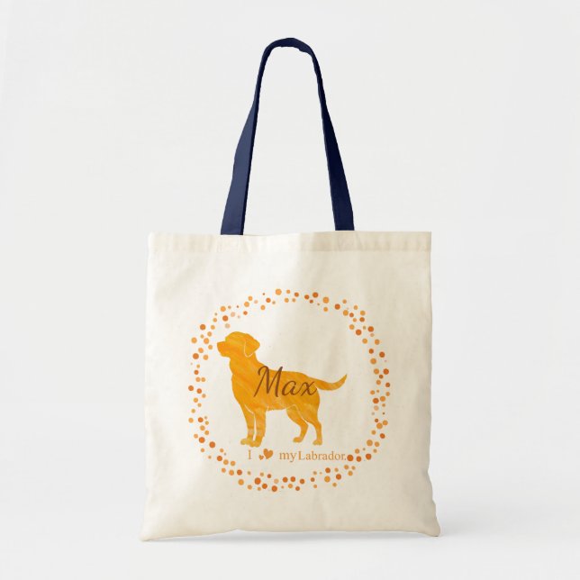 Labrador Tote Bag  Personalized Pastel Orange Gift Tygkasse (Framsidan)