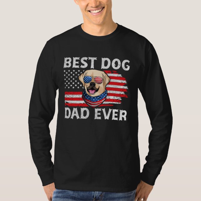 Labrador USA Patriotic Dog Apparel American Flag M T Shirt (Framsida)