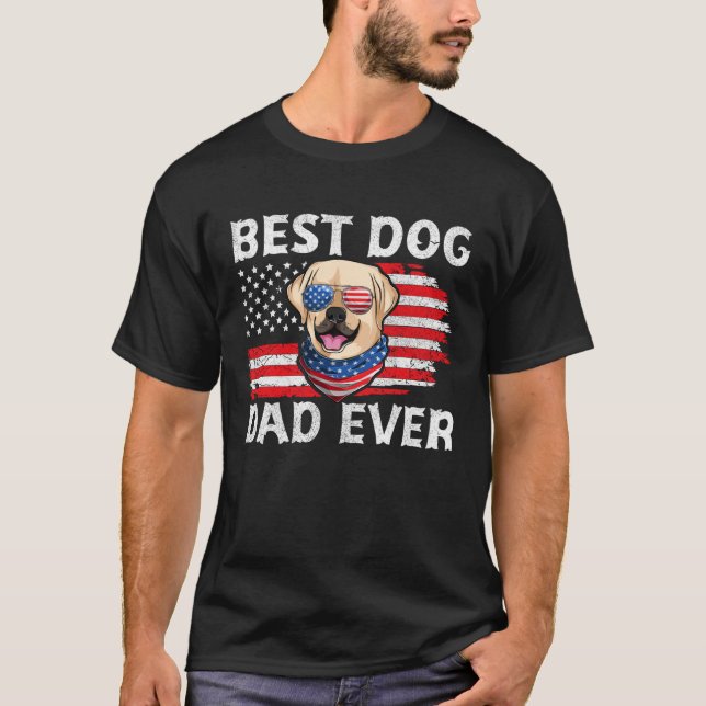 Labrador USA Patriotic Dog Apparel American Flag M T Shirt (Framsida)