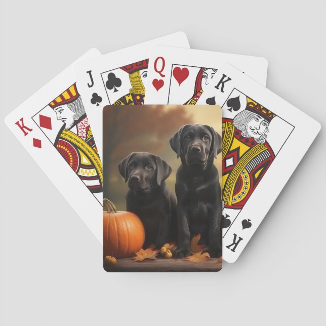 Labrador Valp Höstglädje Pumpa Casinokort (Baksidan)