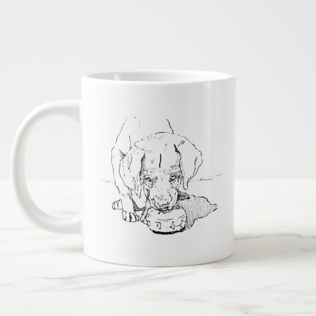 Labrador Valp Kaffe Mugg, Hundmamma Konst Jumbo Mugg (Vänster)