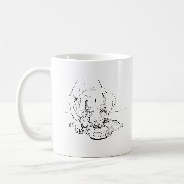 Labrador Valp Kaffe Mugg, Hundmamma Konst Kaffemugg (Vänster)