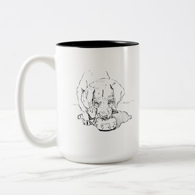 Labrador Valp Kaffe Mugg, Hundmamma Konst Två-Tonad Mugg (Vänster)