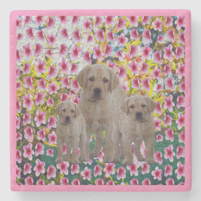 Labrador Valp Oljemålning,   Stenunderlägg (Framsidan)