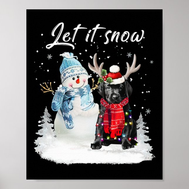 Labrador Valp Santa Hund jul Snögubbe Julafton Paj Poster (Framsidan)