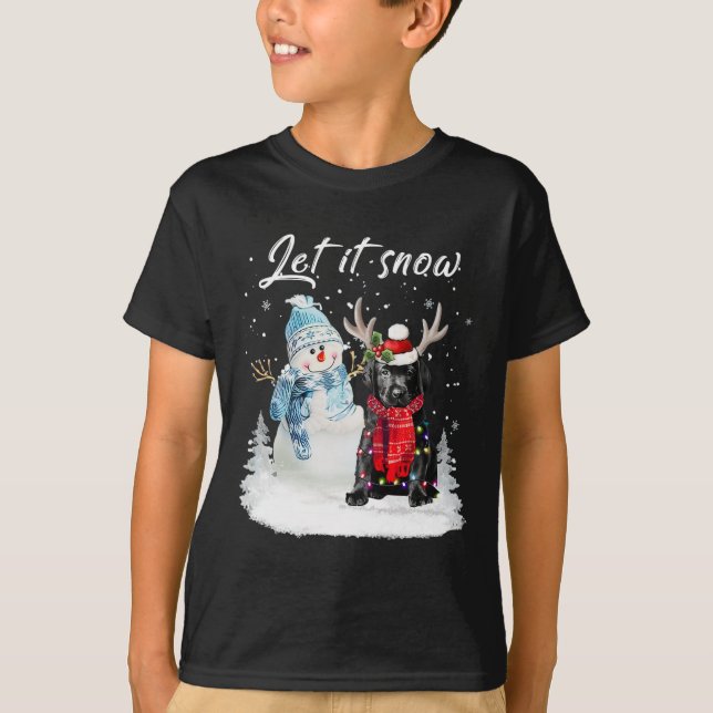 Labrador Valp Santa Hund jul Snögubbe Julafton Paj T Shirt (Framsida)