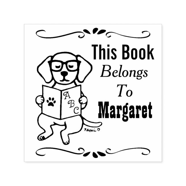 Labrador Valp, Tillhör, Bibliotek, Boketikett  Självfärgande Stämpel (Design)