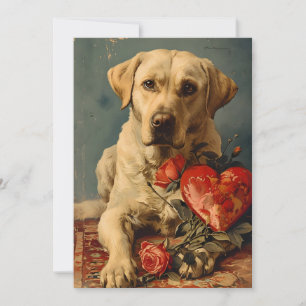 Labrador Vintage Alla hjärtans dag Julkort
