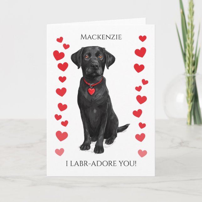  Labrador With Love Heart Adore You Personalized Kort (Framsida)