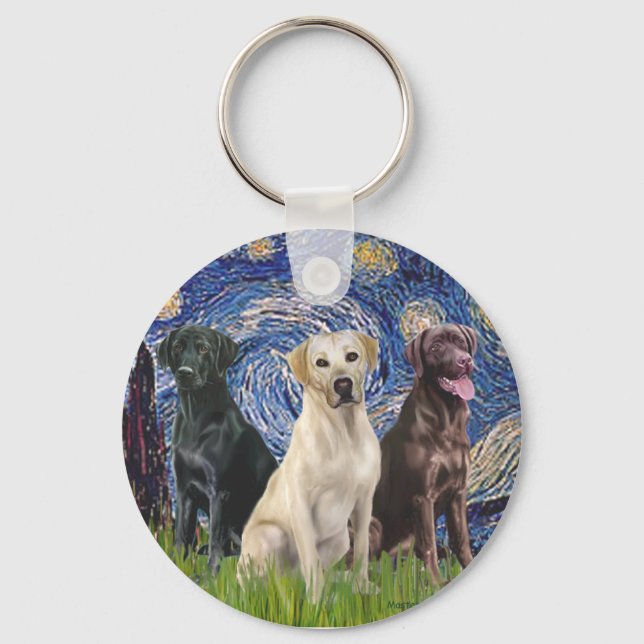 Labradorer (3) - Stjärnkväll Nyckelring (Framsida)