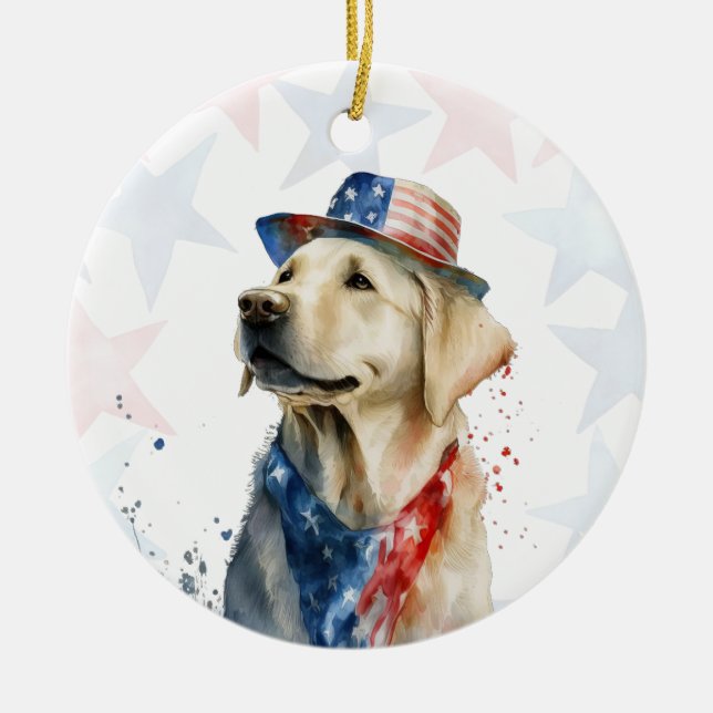 Labradorhund, 4 juli Personlig Julgransprydnad Keramik (Framsidan)