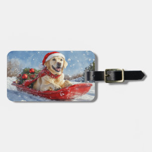 Labradorhund i släde Låt det snöa jul Bagagebricka
