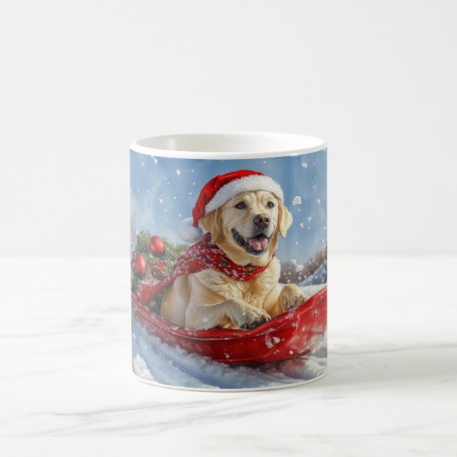 Labradorhund i släde - Låt det snöa jul Kaffemugg (Center)