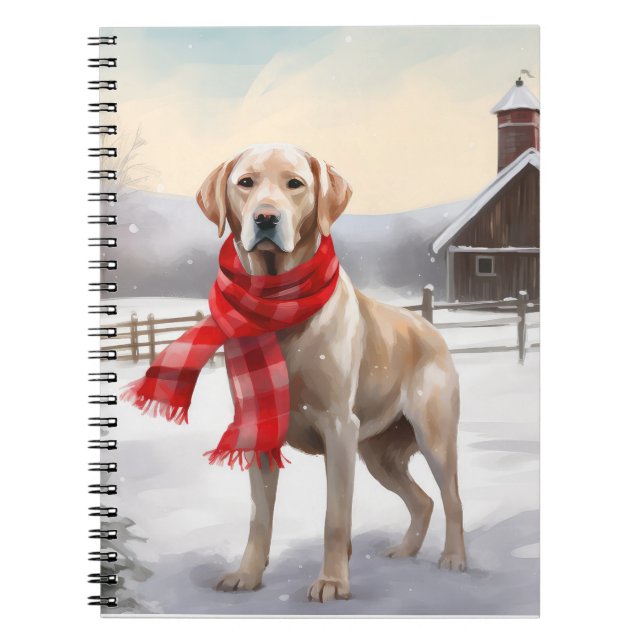 Labradorhund i snö jul anteckningsbok (Framsidan)