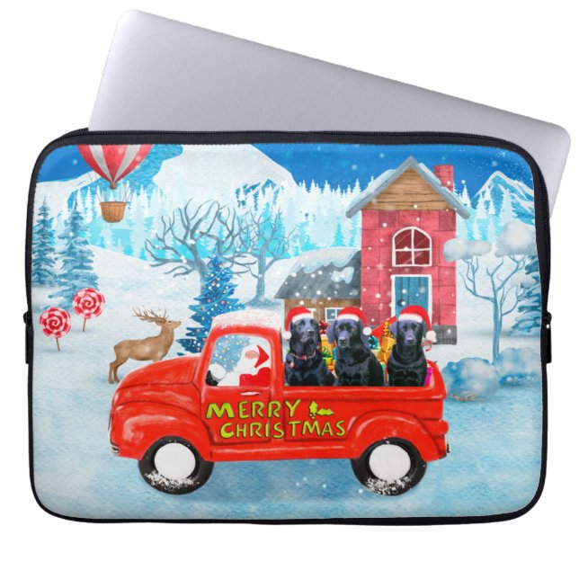 Labradorhund jul leveransbil snö laptop fodral (Framsidan)
