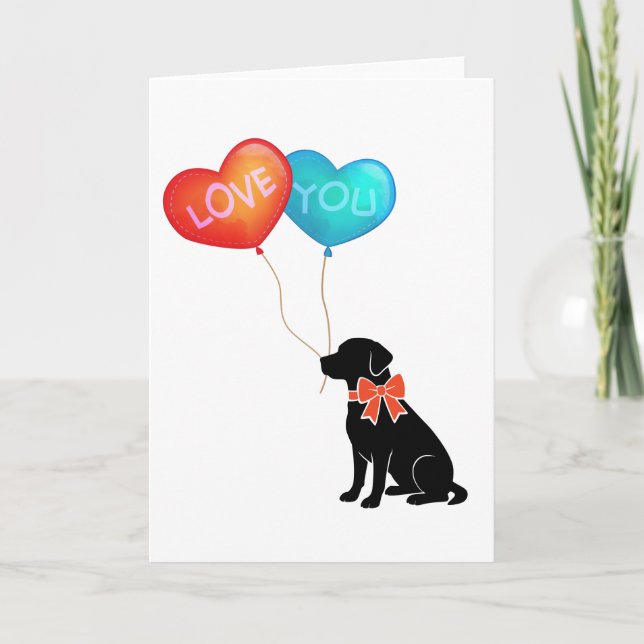 Labradorhund med KÄRLEK DU Ballonger Kort (Framsida)