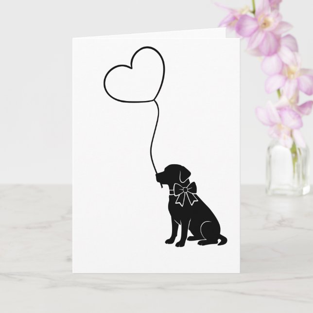 Labradorhund med kärlek hjärta ballong kort (Orkide)