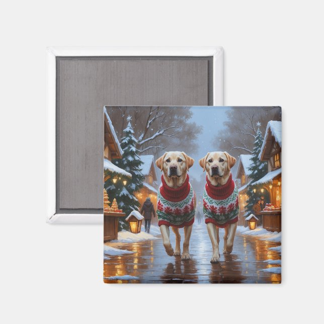 Labradorhundar jul snö semester magnet (Front/Back)