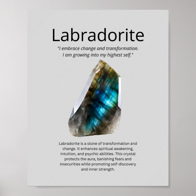 Labradorite Crystal Beteckning Poster (Framsidan)