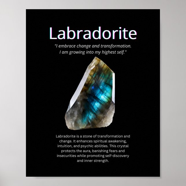 Labradorite Crystal Stone betyder Poster (Framsidan)