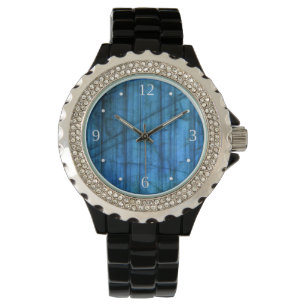 Labradorite Gems Blue Numbers Armbandsur
