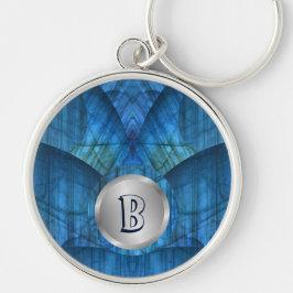 Labradorite Gems Monogram Keychain Rund Silverfärgad Nyckelring