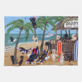 Labradors för ösommarsemester målning kökshandduk