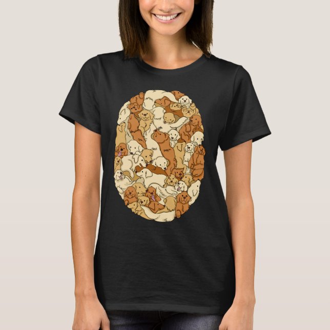Labradors Hund Mönster Golden Retrievers T Shirt (Framsida)