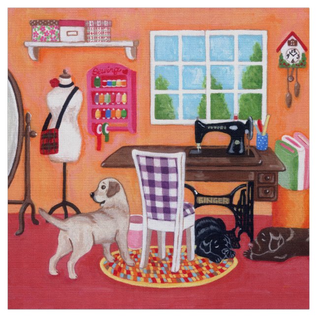 Labradors i mamma sömnadrum tyg (Provkarta)