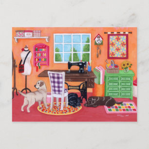 Labradors in Mamma Sewing Room Vykort
