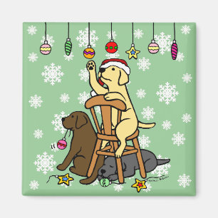 Labradors och julprydnadtecknad magnet