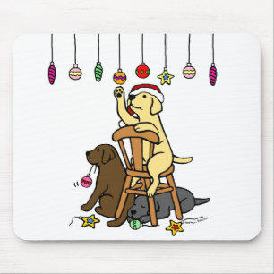 Labradors och julprydnadtecknad musmatta