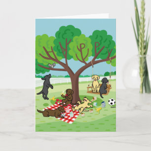 Labradors och Lycklig Träd Card Kort