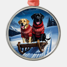 Labradors Sled Ride jul Julgransprydnad Metall