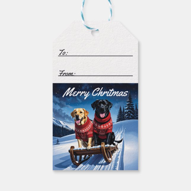 Labradors Sled Ride jul Presentetikett (Baksidan)